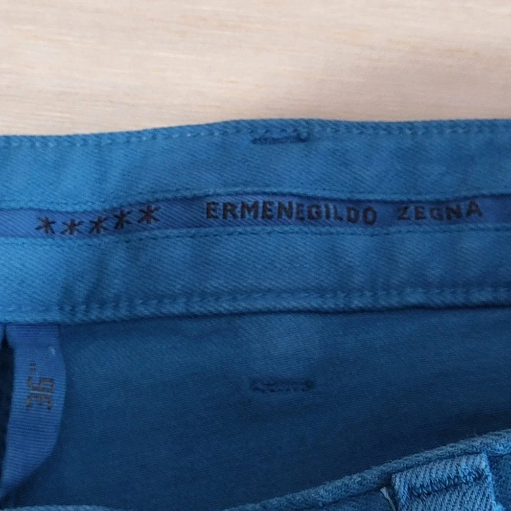 Ermenegildo Zegna Pants Mens 36x30 Teal Blue Cotton Stretch Straight Leg Chinos